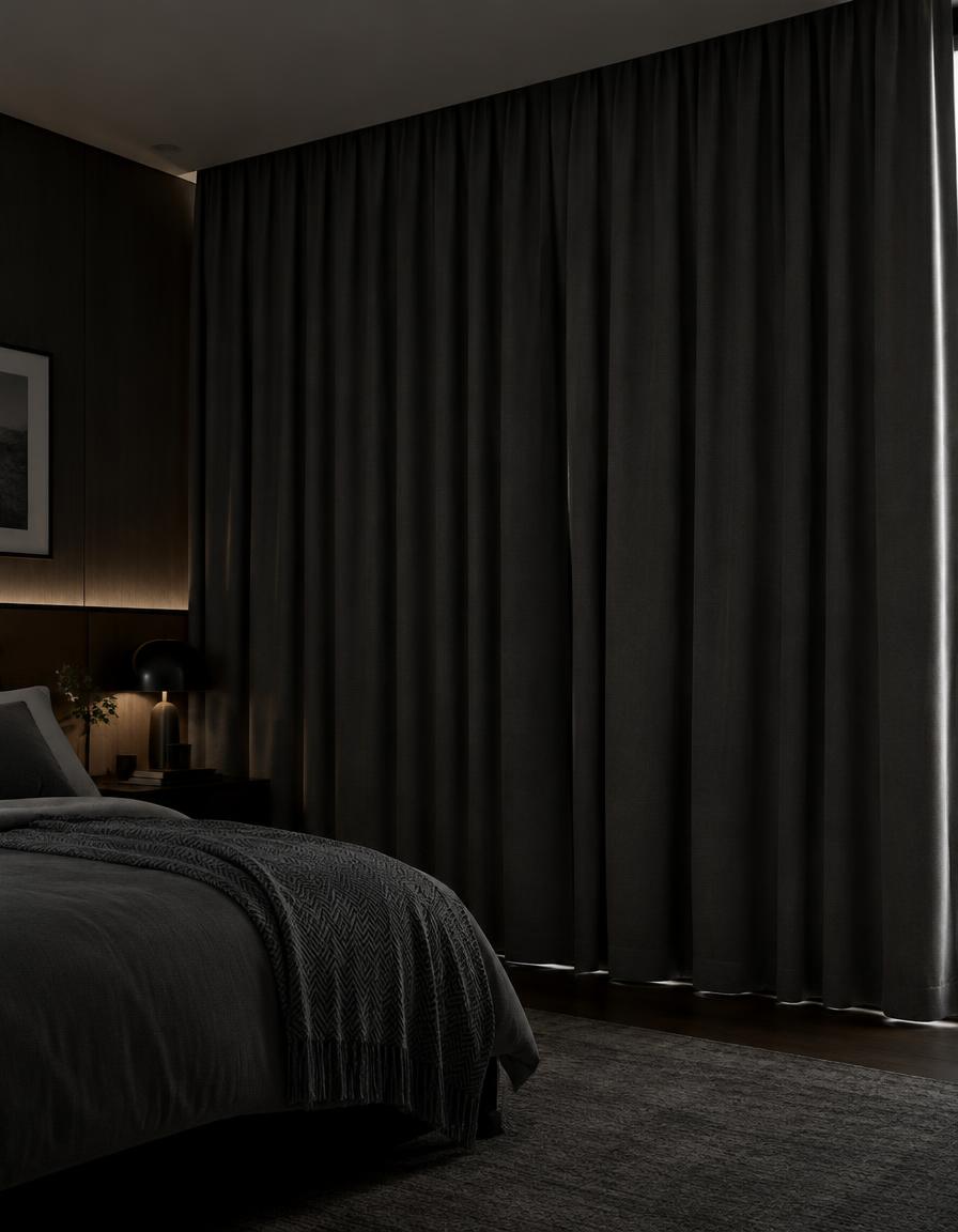 Midnight Charcoal Blackout curtains