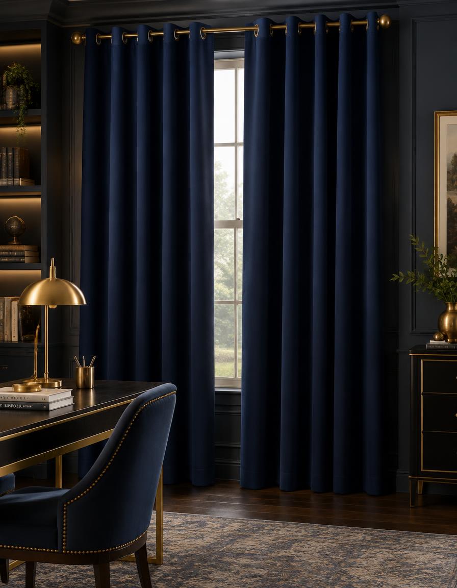 Navy Study Blackout curtains