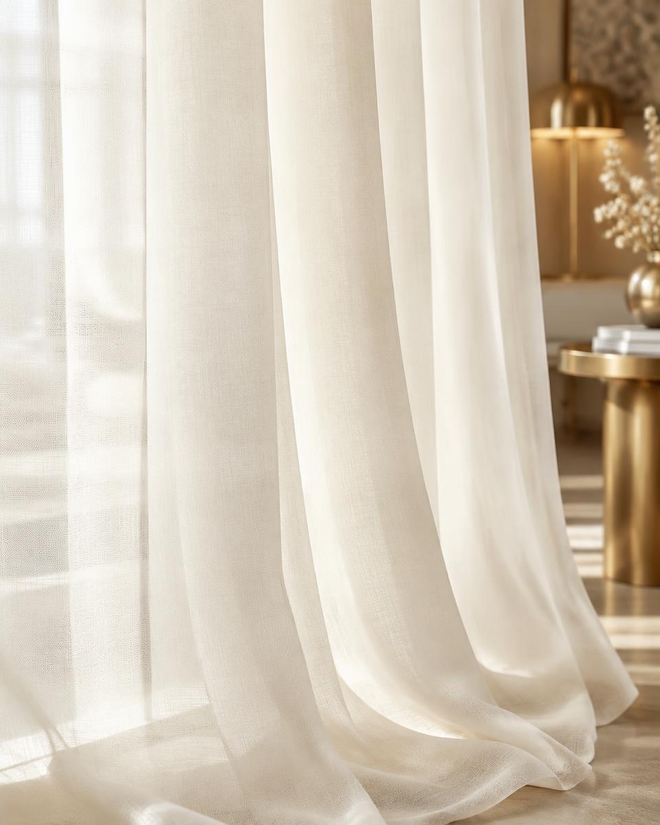 Ivory Plain Chiffon curtains