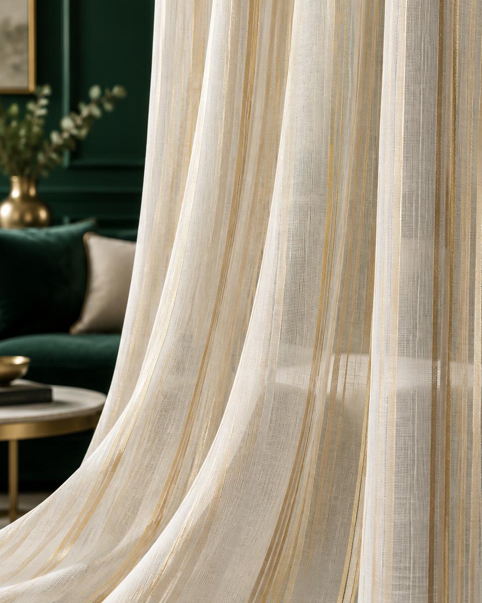 Aurora Stripe Chiffon curtains
