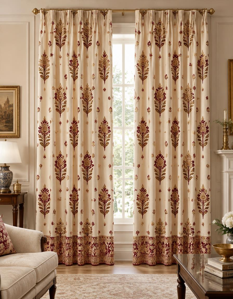 Zebaish Furnishers elegant floral curtains